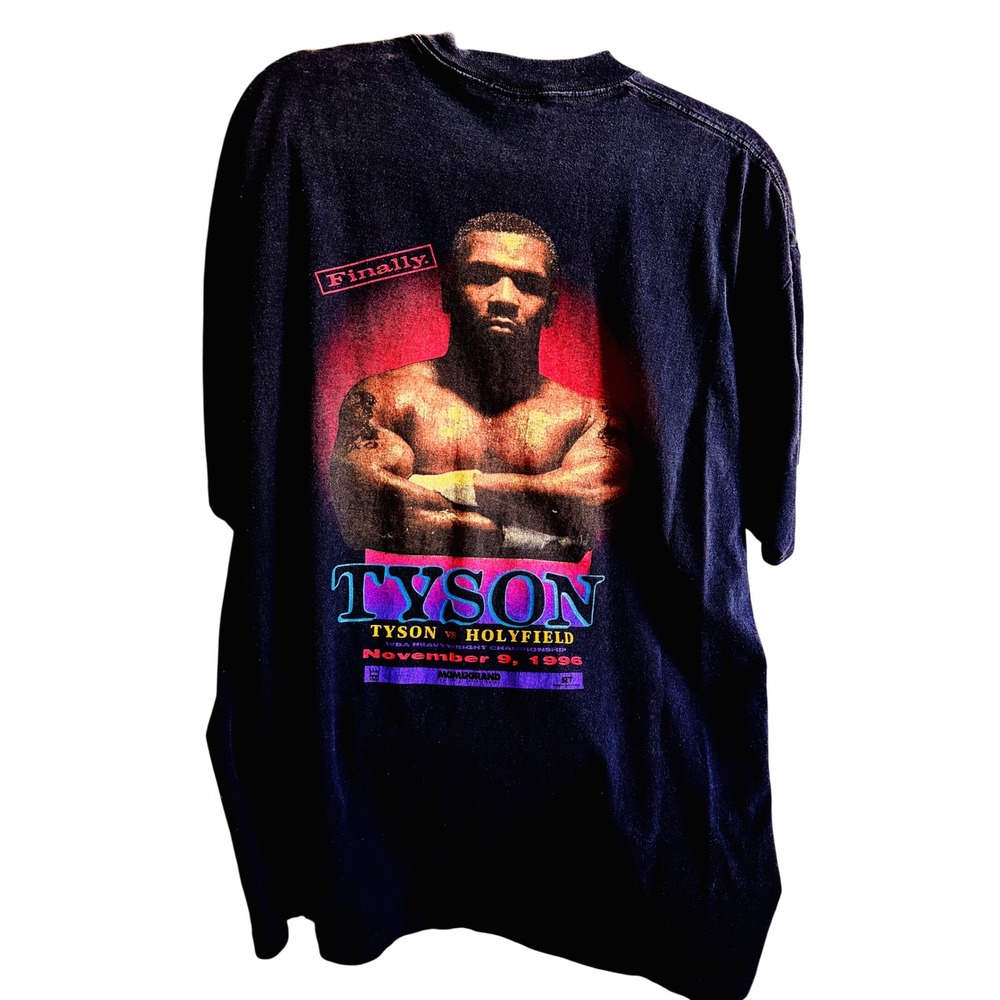 Vintage 1996 Mike Tyson vs Holyfield MGM Grand Boxing T-Shirt Black XL